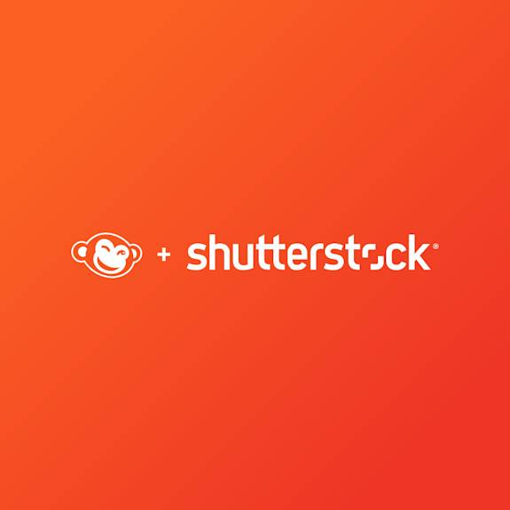 Orange background with PicMonkey and Shutterstock branding, announcing that PicMonkey has joined the Shutterstock family. 