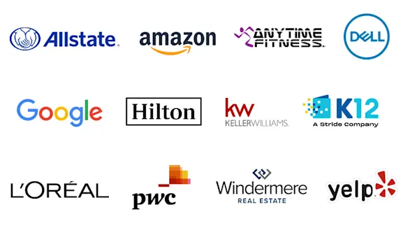 Logos of brands that trust PicMonkey: Allstate, Amazon, Anytime Fitness, Dell, Google, Hilton, Keller Williams, K12, L'Oréal, pwc, Windermere, Yelp.